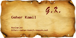 Geher Kamil névjegykártya